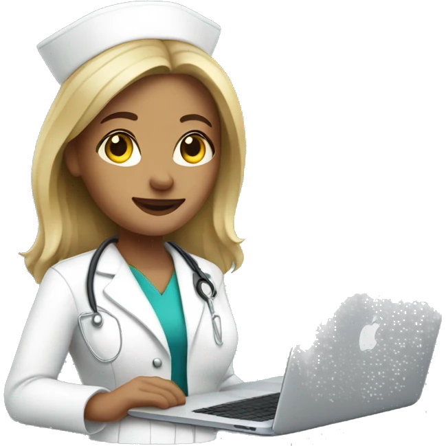 White Nurse with macbook emoji