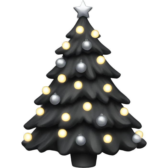 Black Christmas tree with grey lights and grey ornaments  emoji