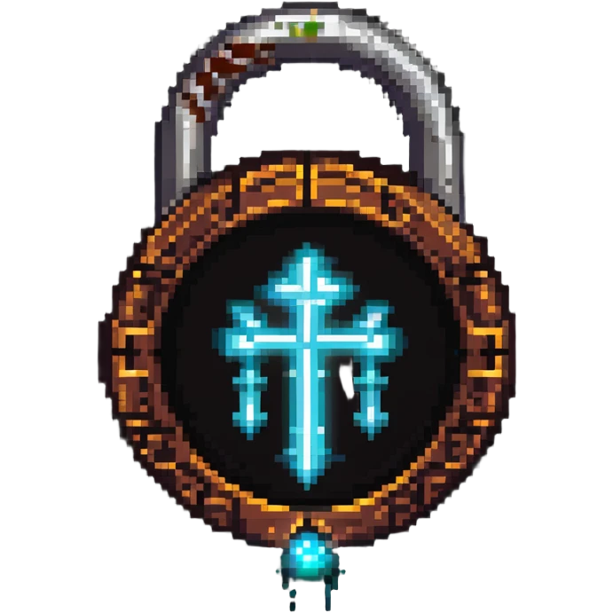 A fantasy magic lock with runes and glowing magical aura emoji