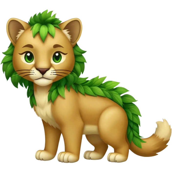 Grass-type Cougar-Fakémon full body emoji