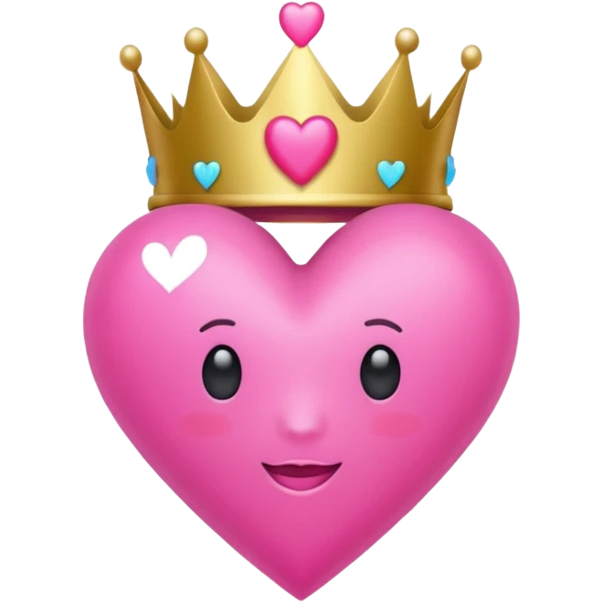 neon heart with a pink bow with heart pattern on the bow and a crown emoji