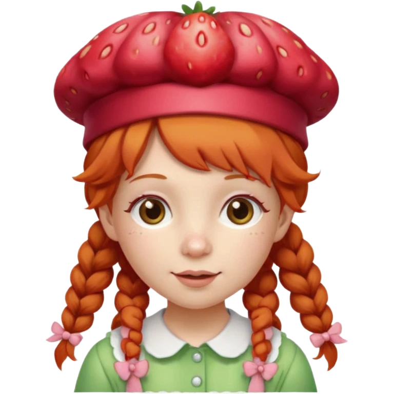 strawberry shortcake ginger girl with pigtails and a strawberry hat emoji
