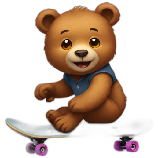 Skateboarding bear emoji