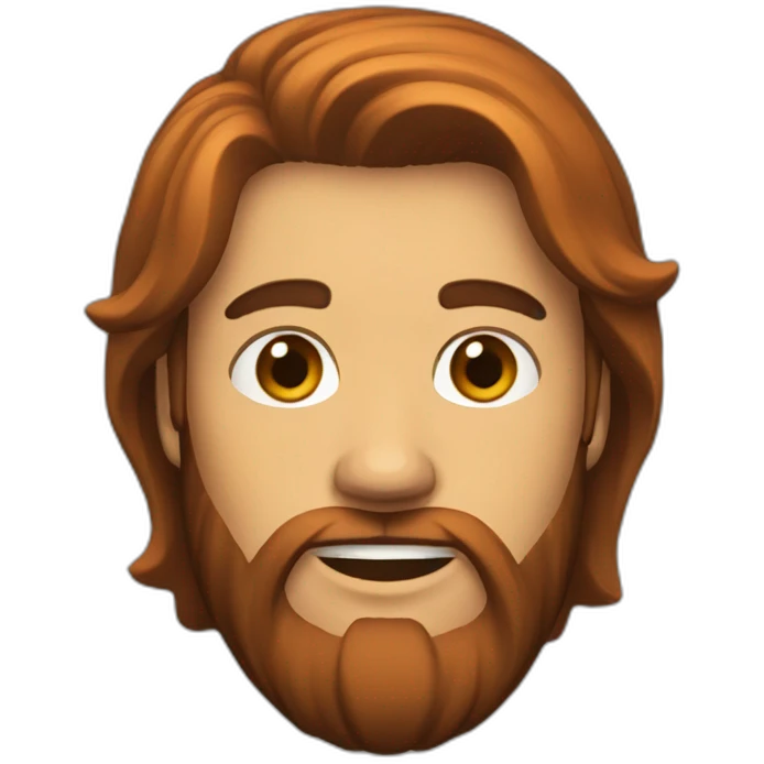 A guy with a beard, mid-length hair colored orange on one side and brown on the other side emoji