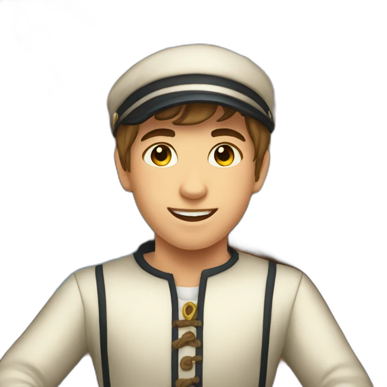 a fifteen-year-old boy at the helm of a schooner emoji