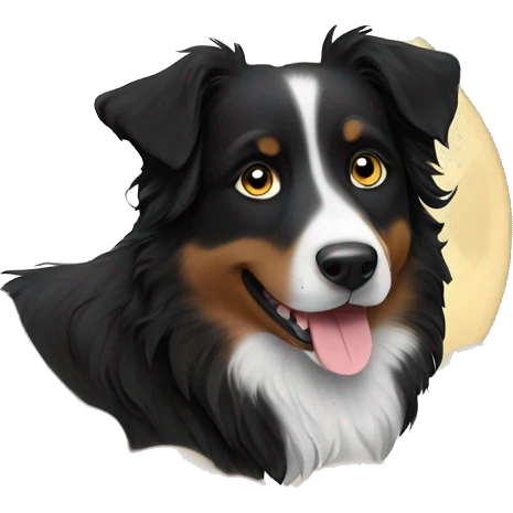 Small black australian shepherd dog with moon and stars  emoji