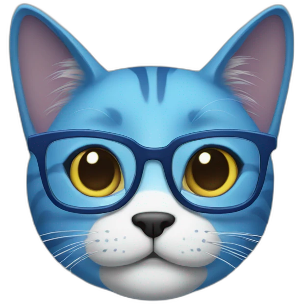 blue cat with glasses emoji
