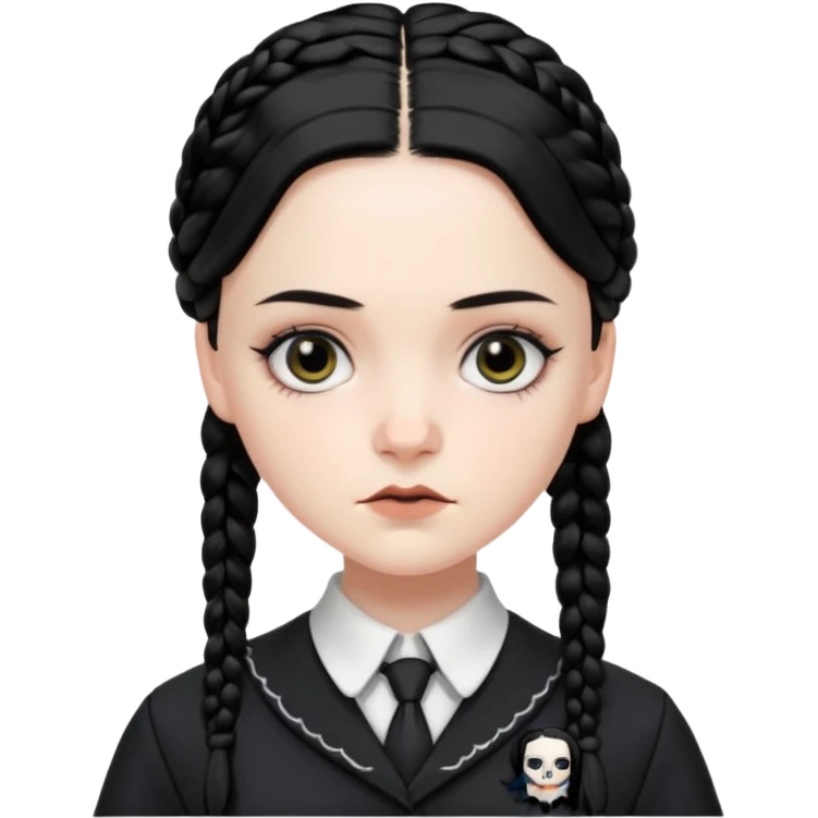 wednesday addams face with 2 braids in her nevermore high uniform emoji