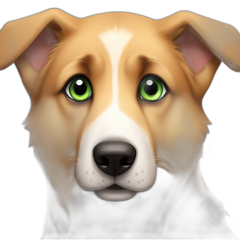 A cute german shepherd with green eyes and a cute beagle with very bright blue emoji