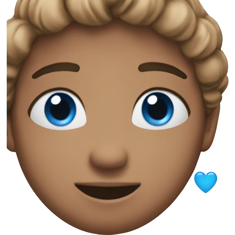 Blush emoji with blue hearts emoji