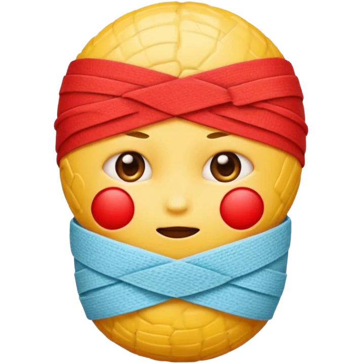 Yellow dizzy emoji with red bump on head and bandage emoji