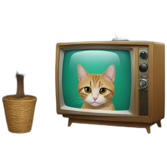 cat mixed with a crismas tree mixed with a TV emoji