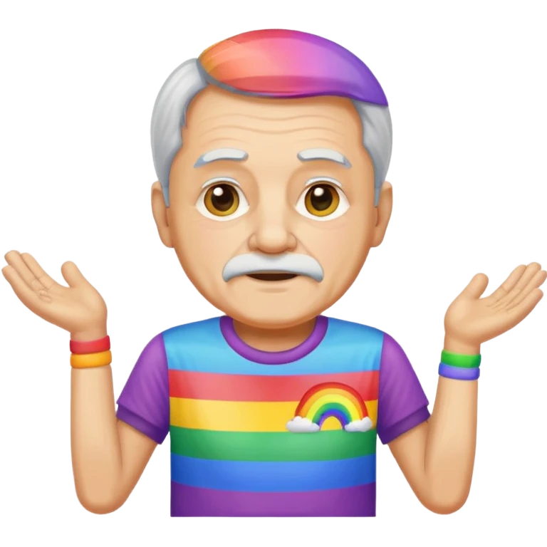 old man with rainbow colored t shirt emoji