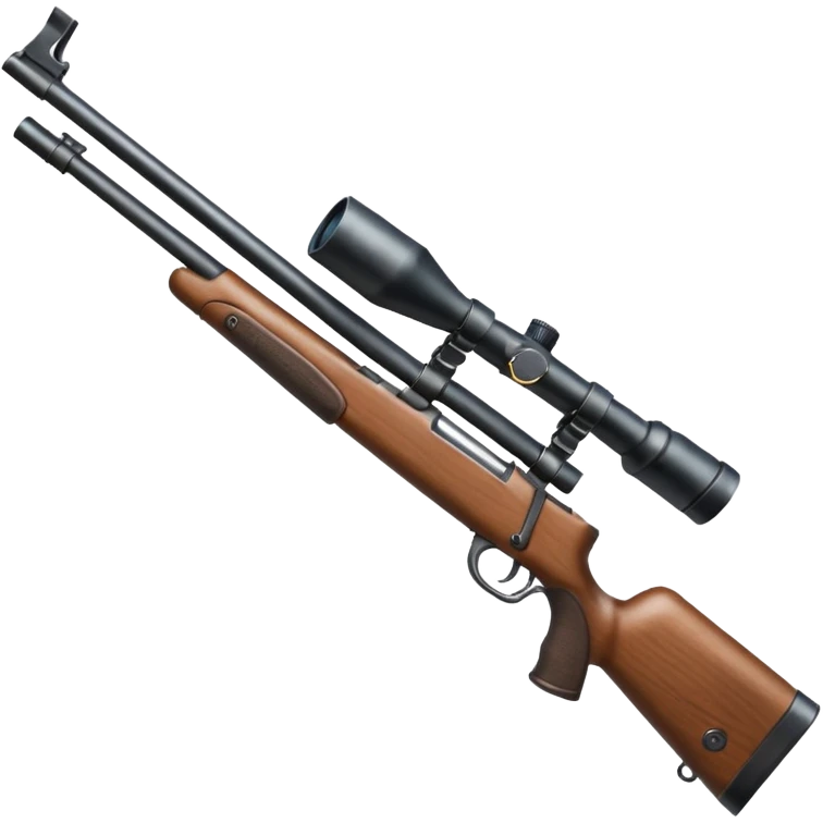 deer hunting bolt action rifle with a scope mounted to the top of the gun barrel and a sling attached properly to the underside of the gun emoji