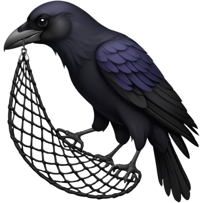 A raven getting caught by a hand net emoji