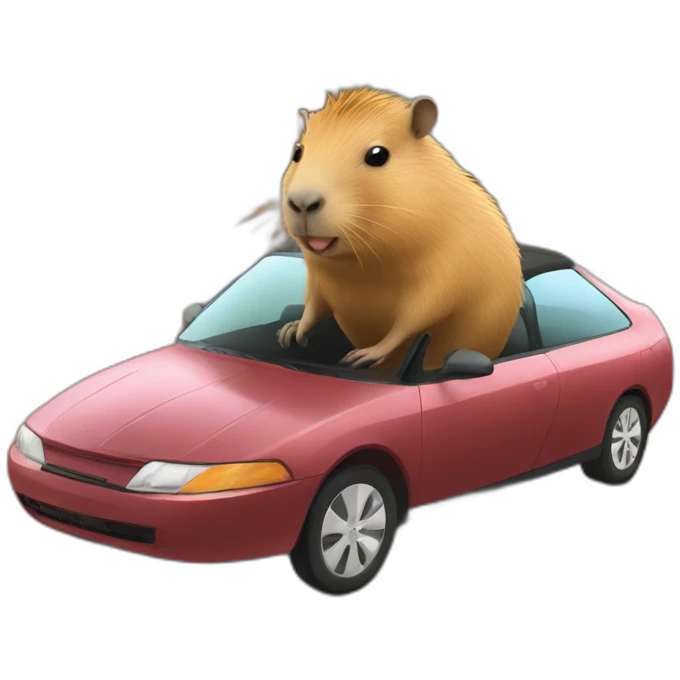 Capybara on a car emoji