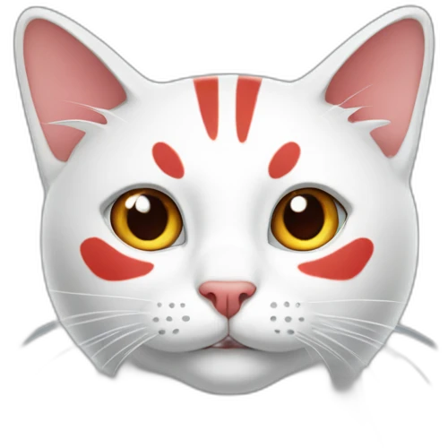 cat-very-pure-white-with=three-red-strip-on-a-head emoji