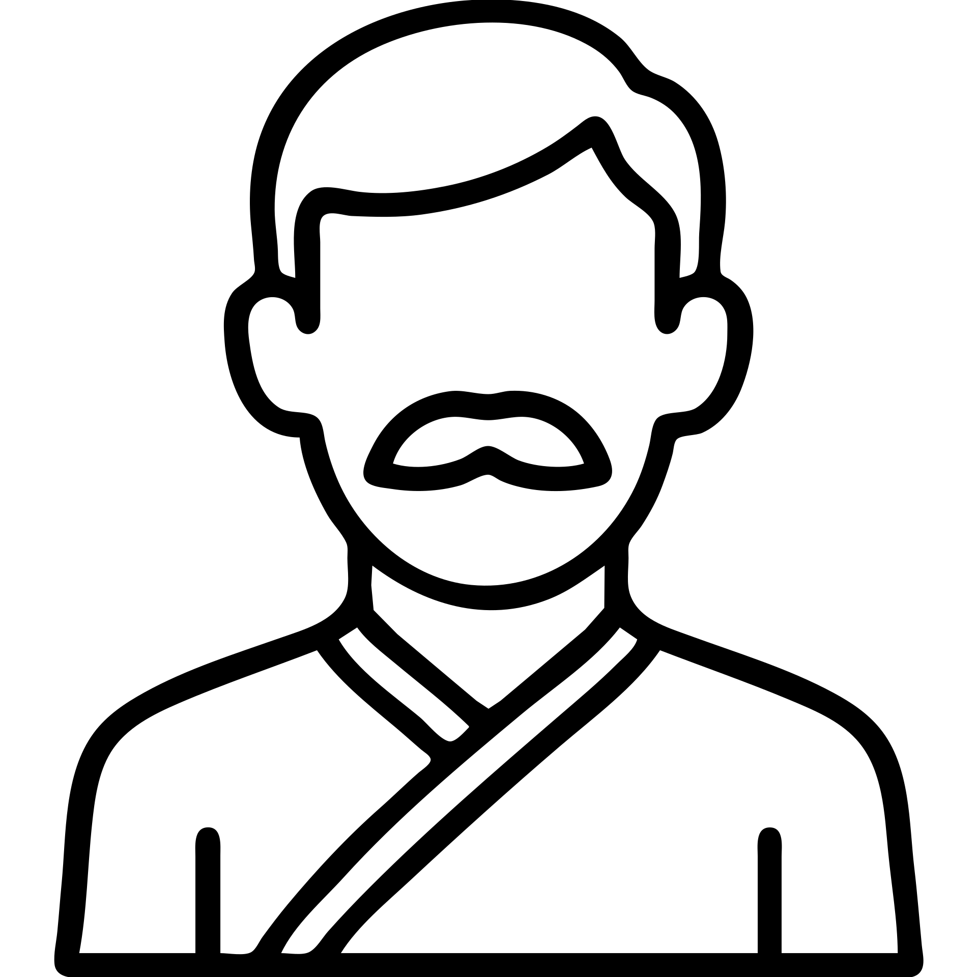 Asian man with black mustache and red hair, outlined icon style emoji