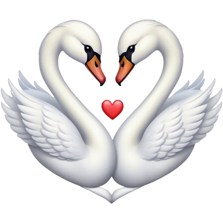 Coquette swans making a heart emoji
