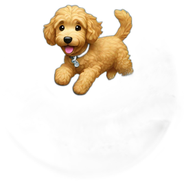 Goldendoodle riding a wave emoji