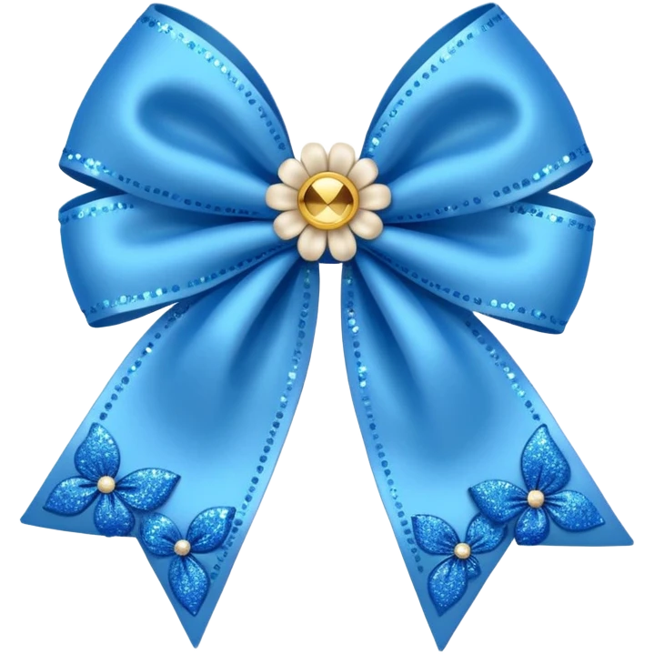 blue flower bow with glitter emoji