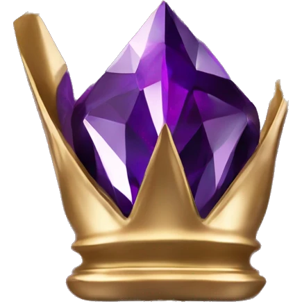 sculpture crown with a geometric faceted design. The crown is sparkling and standing upright on a base with angular and baroque features. The vibrant midtone subtlety of dark purples highlights the sharp edges and planes.  emoji