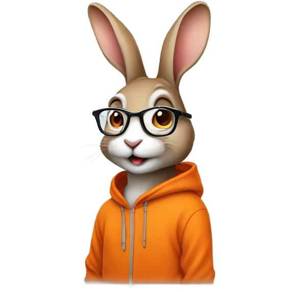  it specialist rabbit with glasses orang hoodie emoji