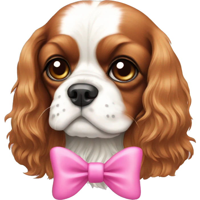 King Charles spaniel with a pink bow  emoji