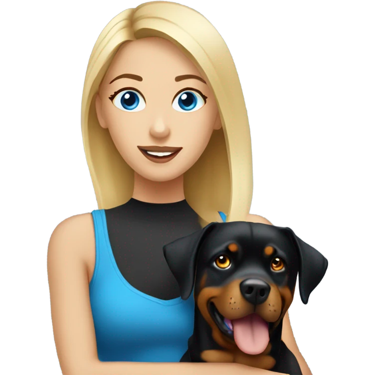 Blue eyed Pretty blonde woman with Rottweiler  emoji