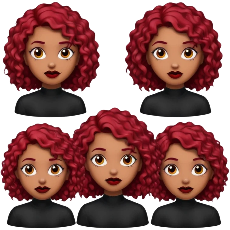 goth girl red hair cacheado médio pele parda, várias expressões  emoji