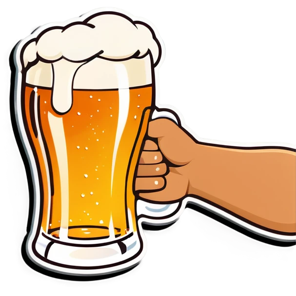 Hand holding beer emoji