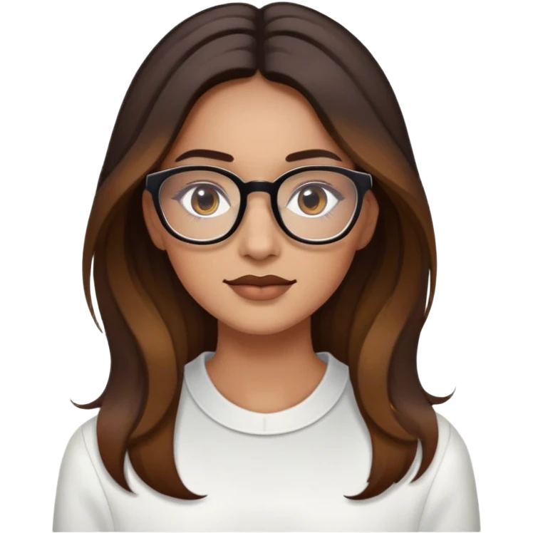 Lights skin Woman with dark roots brown long balayaged lengths and squared thin glasses emoji