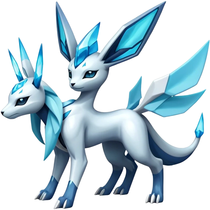 Futuristic Glaceon-dialga-suicune-hybrid, full body emoji