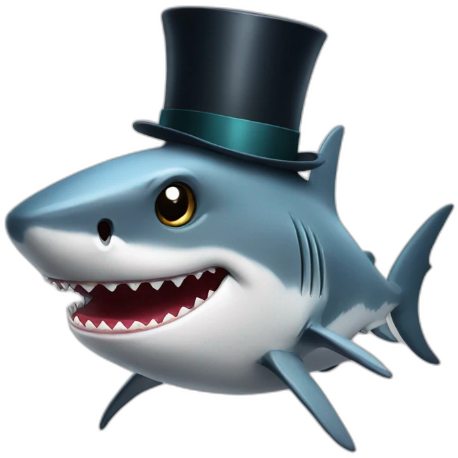 Shark with a top hat emoji
