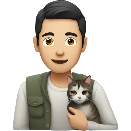 asian man with cat emoji