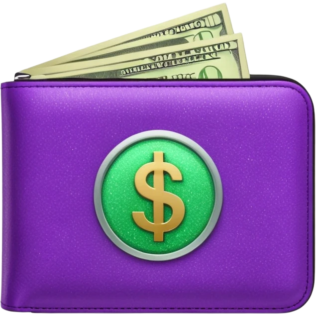 glitter purple wallet $ green symbol emoji