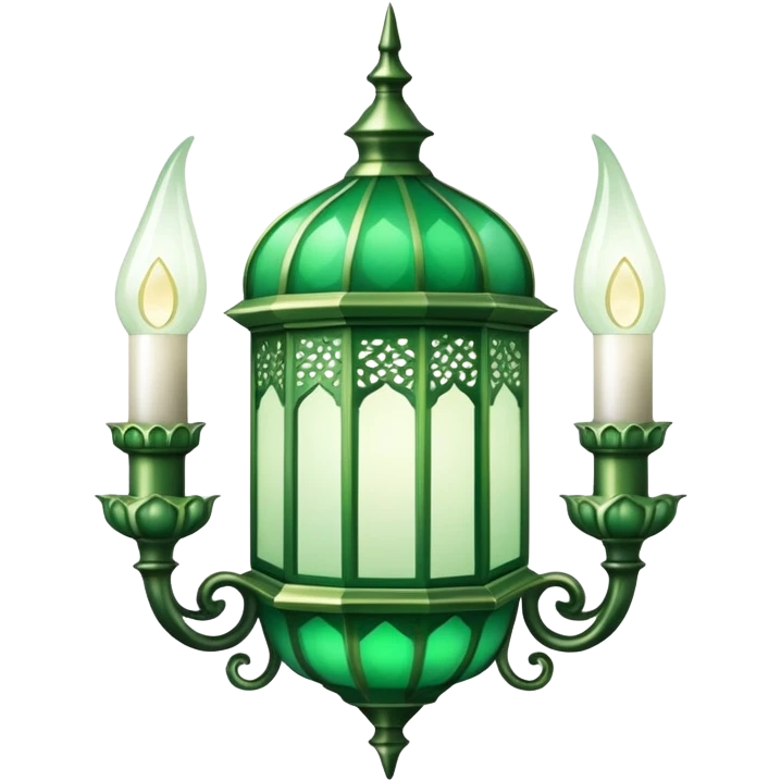 Rococo vintage style green white Ramadan lights emoji