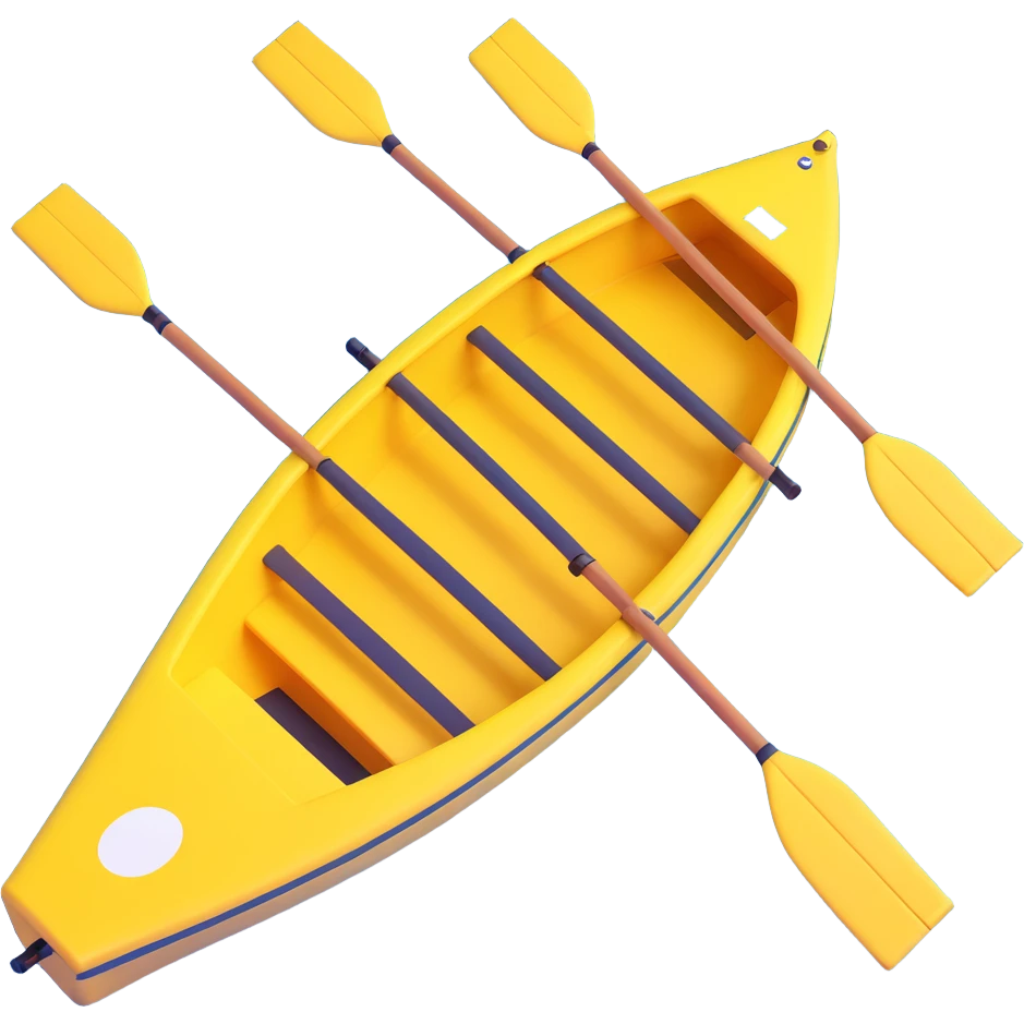 yellow eight-person Olympic rowing boat, top view emoji