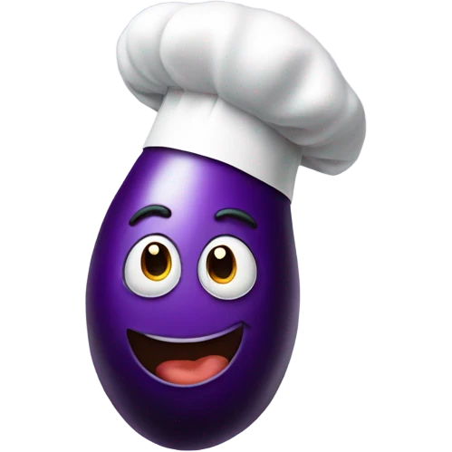 Eggplant emoji wearing chef’s hat emoji