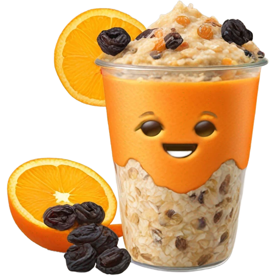 carrot raisin overnight oats with orange slice topping emoji