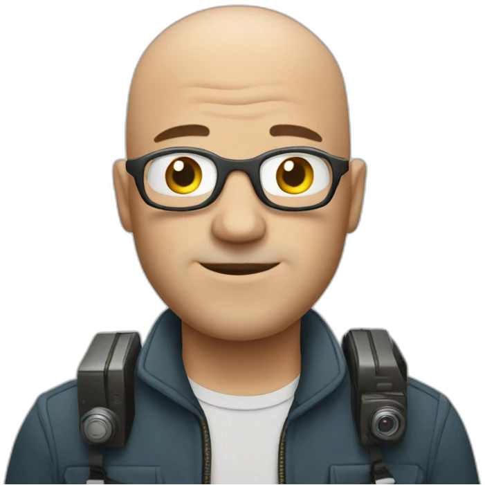 bald man with camera emoji