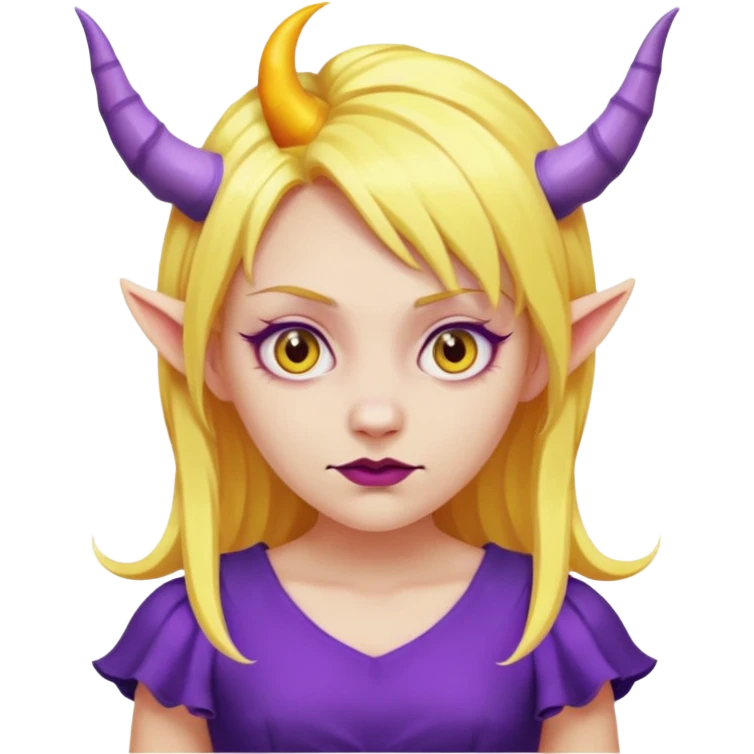  yellow hair girl with evil horns and purple dress emoji
