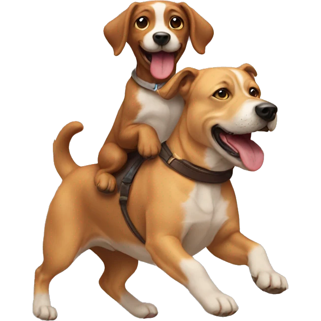 Dog riding another dog emoji