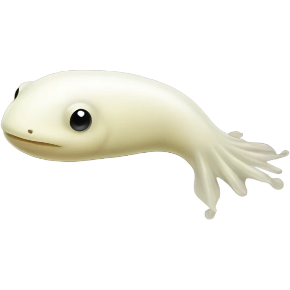 White fat tadpole with no limbs and long skinny tail emoji