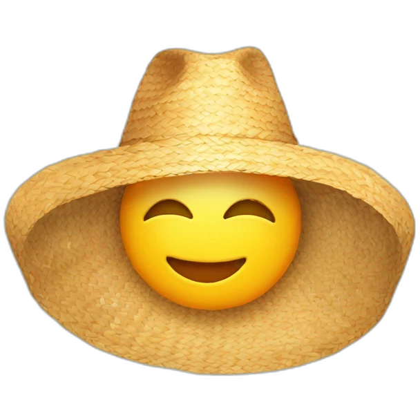 sun with long rays, eyes, smile in a straw hat emoji