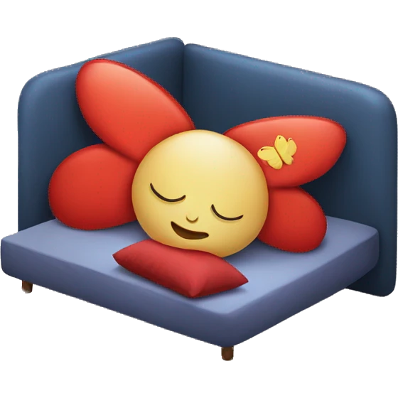 sleeping butterfly in bed with red pillow emoji