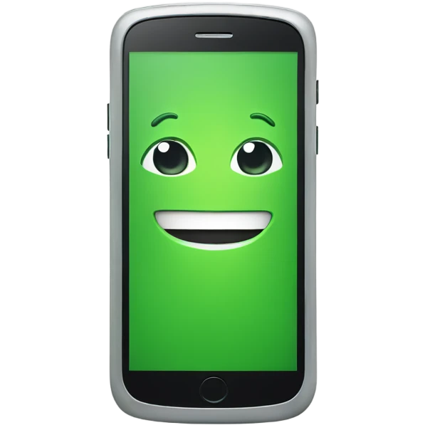 Green smartphone feeling happy emoji