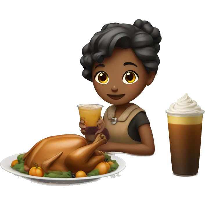 Thanksgiving girl with boba emoji
