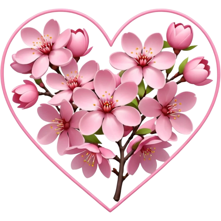 Heart of sakura blossom cherry flowers emoji