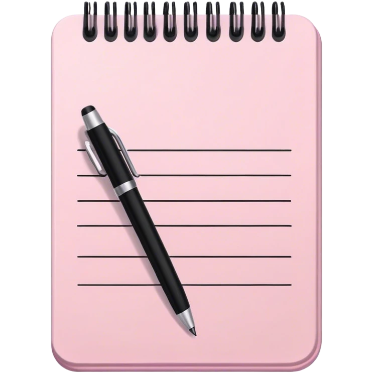 Pale pink notepad with pen emoji
